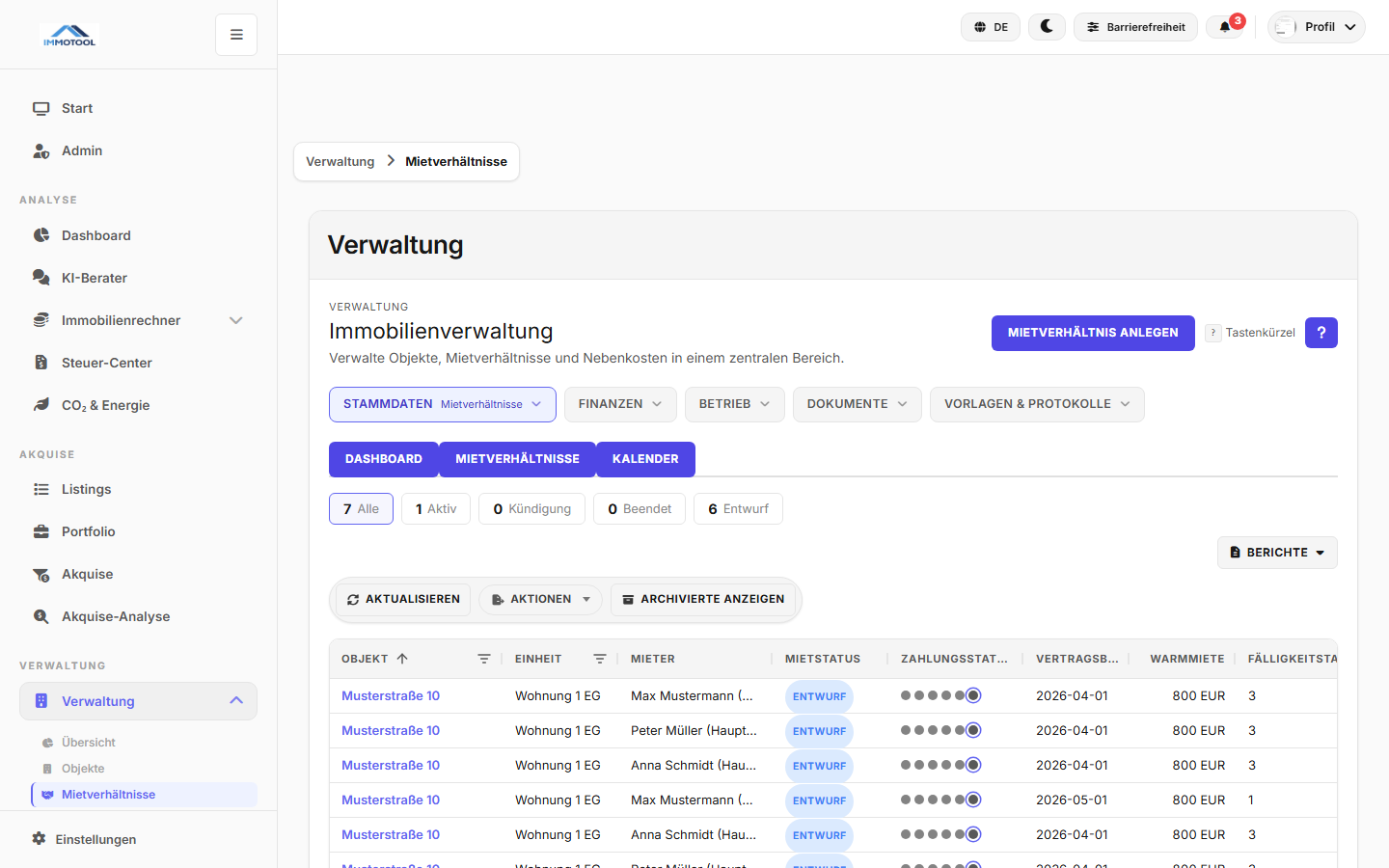 Mietverhältnisse verwalten