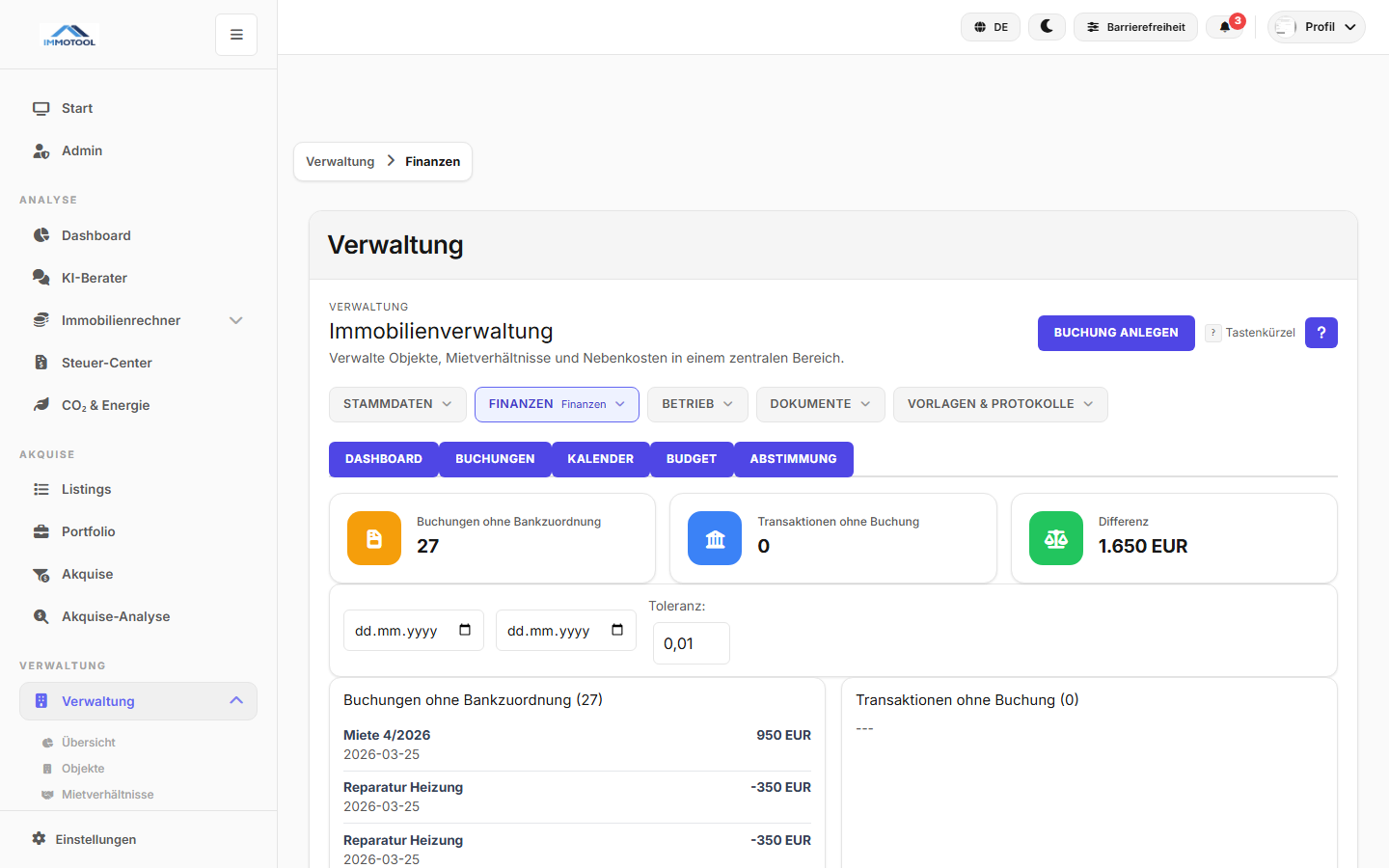 Finanzen Kontenabstimmung